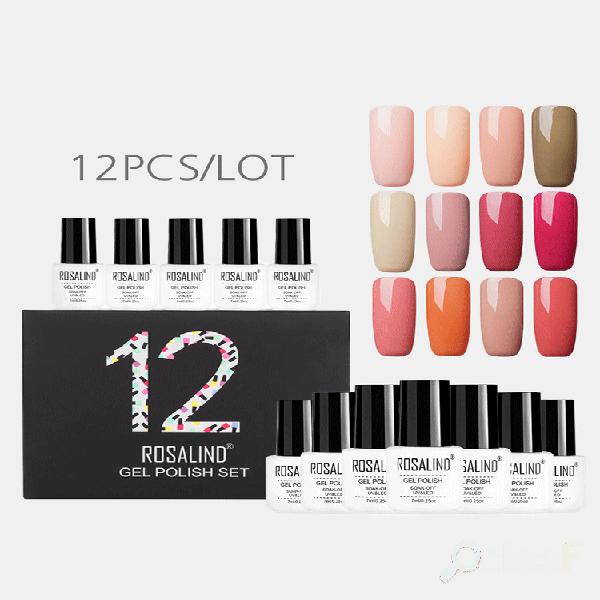 12 Pz/Kit Tinta Unita Chiodo Smalto Gel Kit Manicure Semi