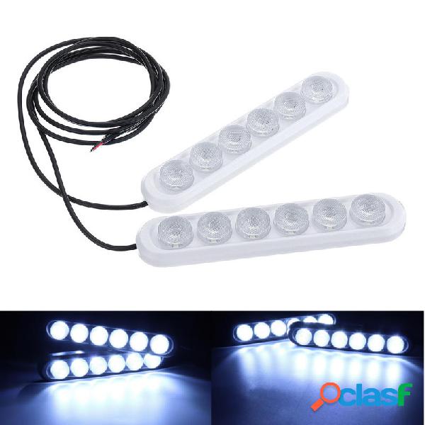 12V 6 LED DRL Luci diurne bianche che guidano le lampadine