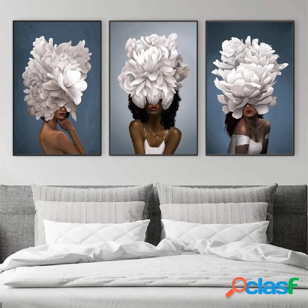 1/3 Pz Personaggi E Fiori Stampa su Tela Senza Cornice Wall
