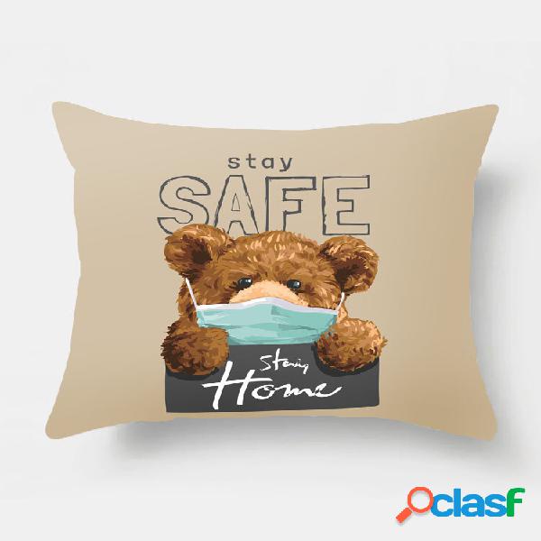 1PC Cartoon Bear Stampa Lockdown Note Federa Home Decor