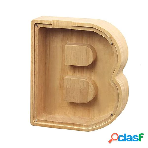 1pc Salvadanaio a forma di lettera Salvadanaio in legno