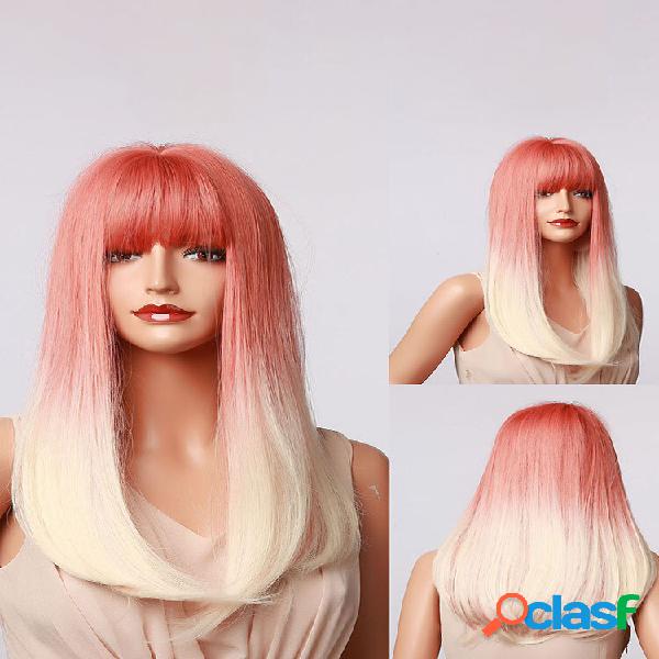 20 pollici Arancione-rosa Sfumato Bianco-oro Lungo Naturale