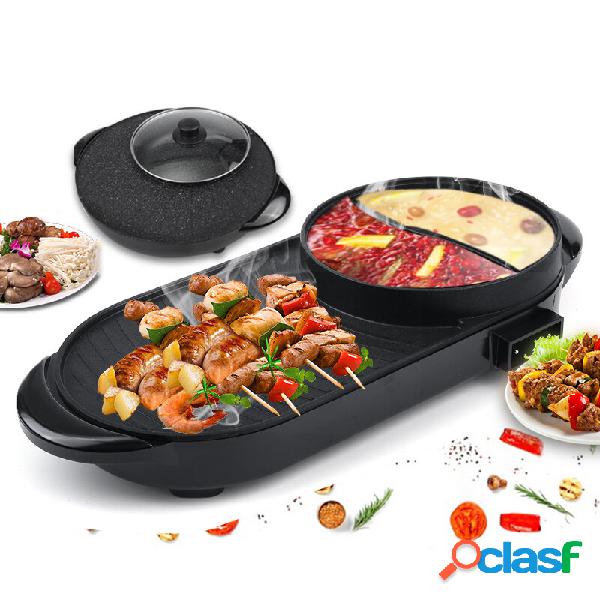 220 V Elettrico Multi Cooker 2-IN-1 Hot Pot BBQ Forno senza
