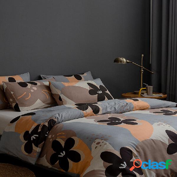 2/3 pezzi stampa floreale overlay set biancheria da letto
