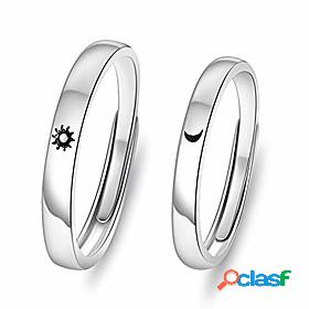 2pcs sun moon couple rings copper polish adjustable lovers