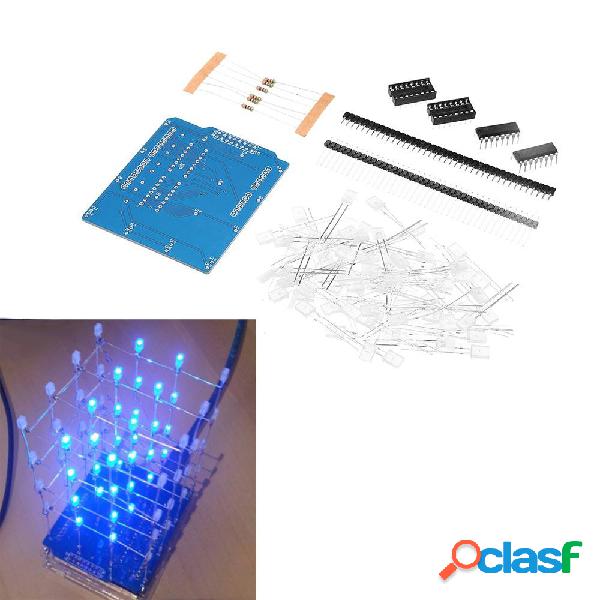 3 pezzi 4X4X4 Blu luce a led Cube Kit 3D LED Kit fai da te