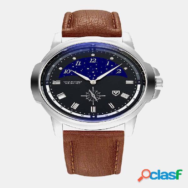 4 colori PU Men Business Watch quarzo puntatore decorato