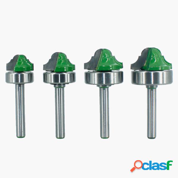 4Pcs 6.35mm Fresa per fresa a doppio bordo con gambo romano