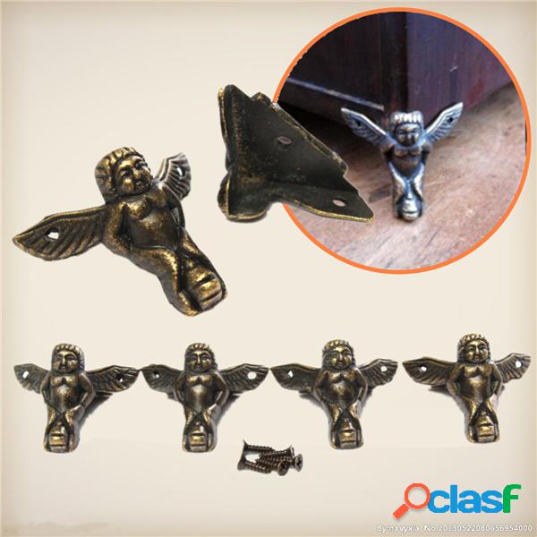 4pcs decorazione ottone gioielli scatola di legno petto