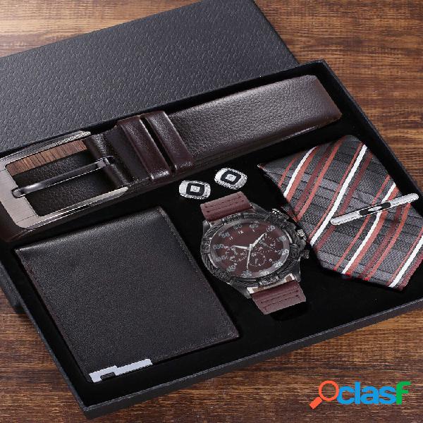 5 pz/set PU Lega Uomo Business Casual Watch Decorato Pointer