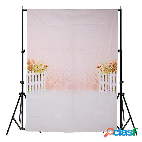 5x7FT Flower Fence Rosa Sfondo fotografico Sfondo Studio
