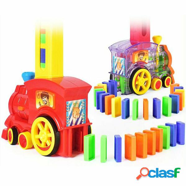 60Pcs Motorizzato Domino Train Car kit Set Up Blocks