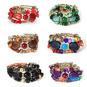 6pcs Womens Layered Chain Bracelet Bead Bracelet Wrap