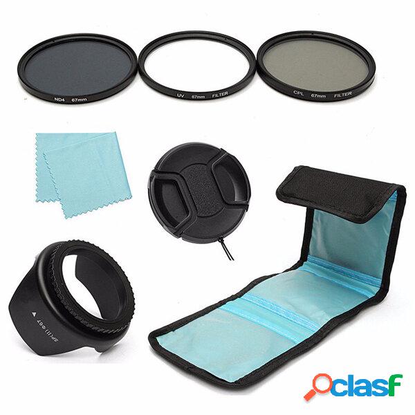 7Pcs 67mm UV CPL polarizzatore ND 4 lente filtro cappuccio