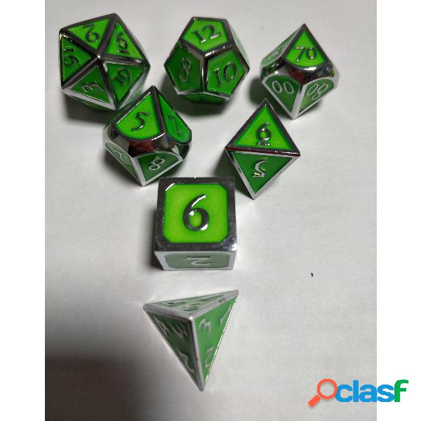 7Pcs Dadi Polyhedral in metallo pesante in rilievo DND RPG