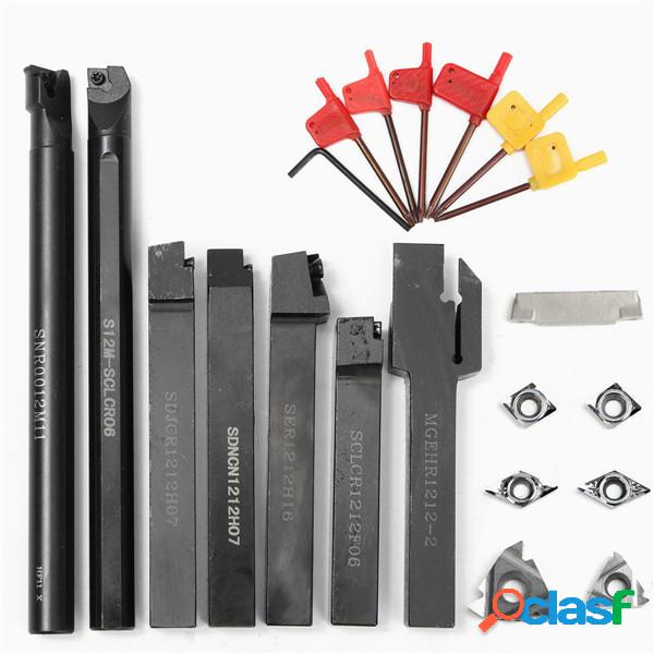 7Pz 12mm Stinco di Tornio Portautensili con 7Pz Inserti in