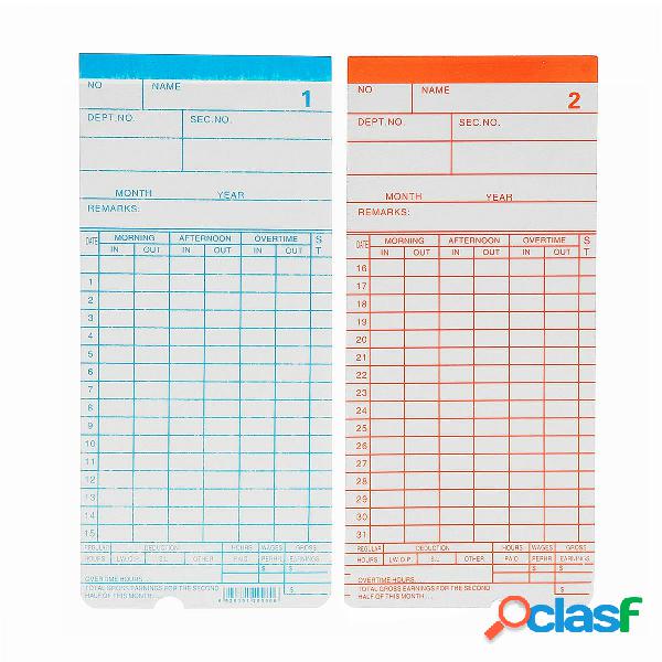 90Pcs mensili Time Clock Cards Payroll per la frequenza dei