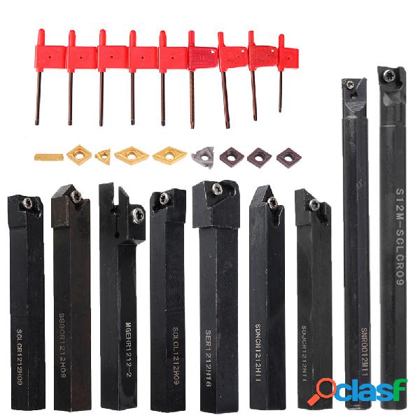 9pcs 12mm Shank Tornio Boring Bar Set portautensili per