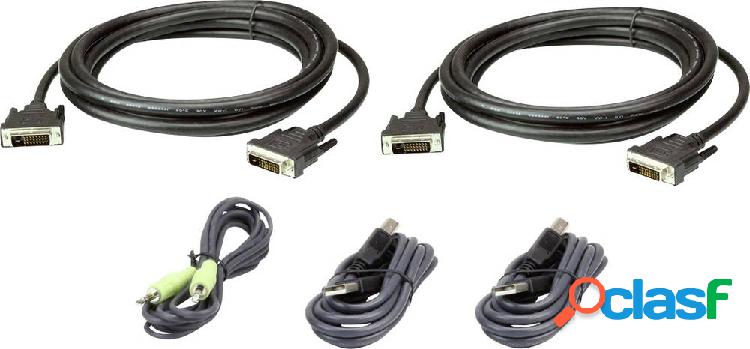 ATEN KVM Cavo [1x Spina DVI-D, Spina A USB 2.0, Spina jack