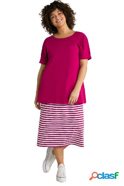 Abito in jersey oversize a doppio strato, a mezze maniche,