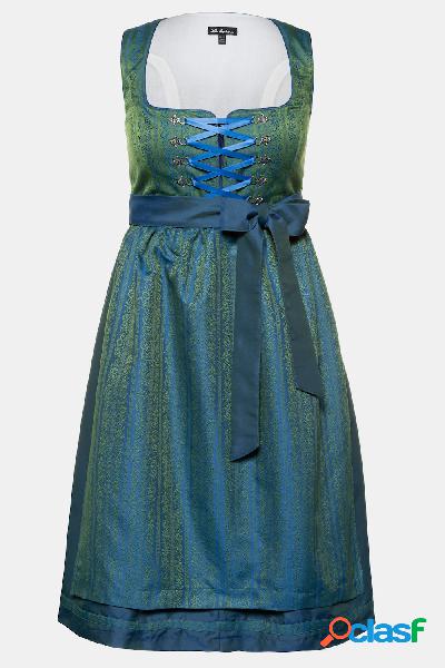 Abito in stile Dirndl, fantasia con righe e fiori,