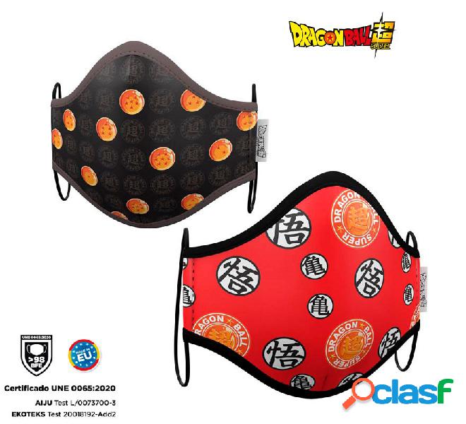 Adulti igienico maschera Dragon Ball Pack 2 (rosso e nero)