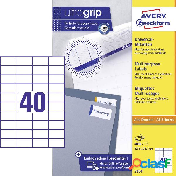 Avery-Zweckform 3651 Etichette 52.5 x 29.7 mm Carta Bianco