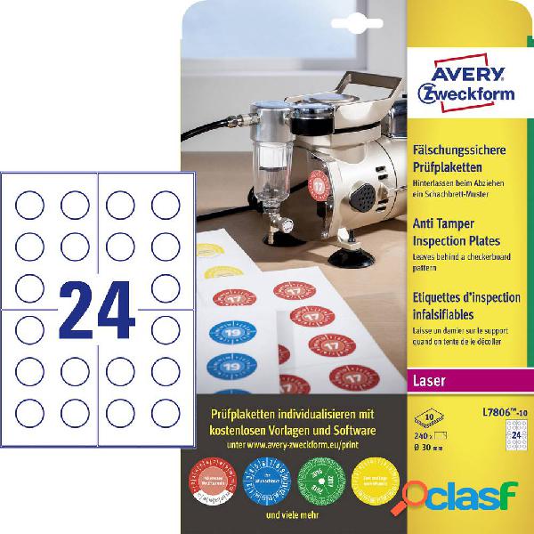 Avery-Zweckform L7806-10 Bianco 240 pz.