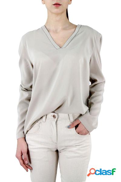 BRUNELLO CUCINELLI BLUSA DONNA MF948DC212C7291 SETA GRIGIO