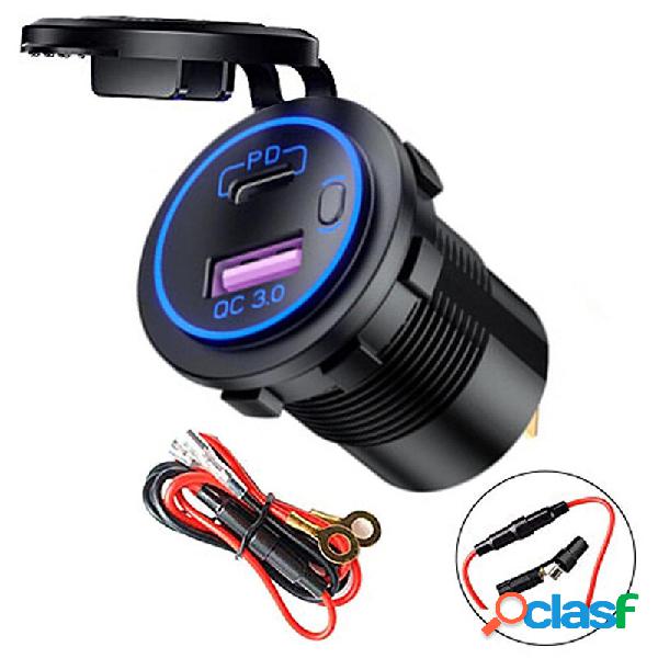 Bakeey 12V Moto Dual Output USB + Type-C PD3.0 QC3.0