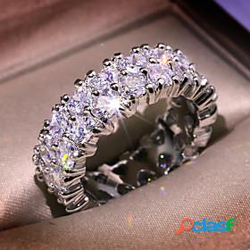 Band Ring AAA Cubic Zirconia Geometrical Silver Heart Brass