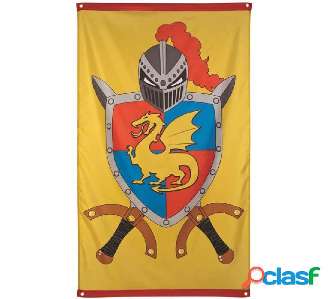 Bandiera gialla medievale con scudo 150 x 90 cm