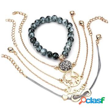 Baroque Boho Series Bracelet Set for Women - 5 Pcs.