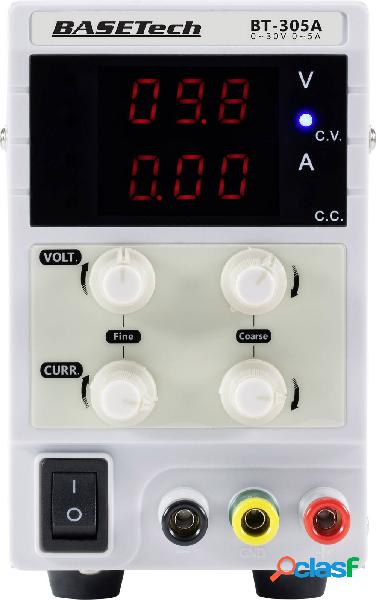 Basetech Alimentatore da laboratorio regolabile 0 - 30 V 0 -