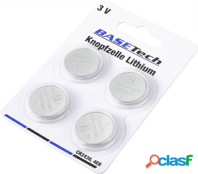 Basetech CR 2430 Batteria a bottone Litio 290 mAh 3 V 4 pz.