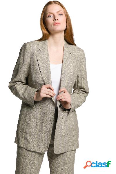 Blazer a quadri con revers e mezza fodera, Donna, Marrone,