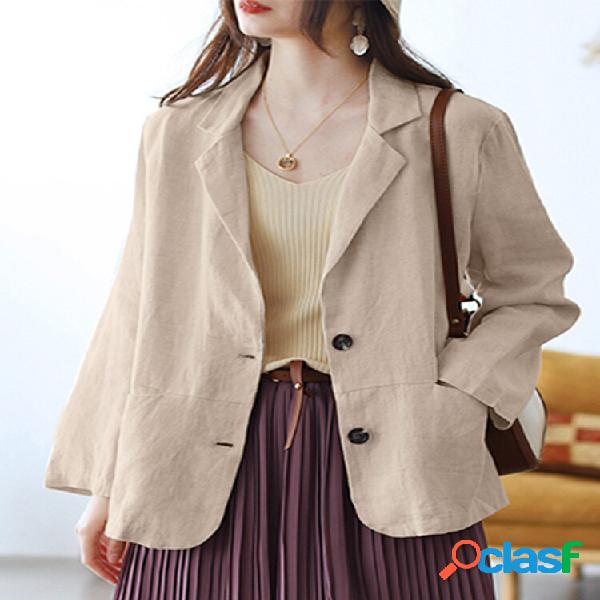 Blazer casual da lavoro con risvolto in cotone 100% con