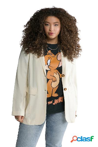 Blazer con risvolto e maniche lunghe, in misto viscosa e