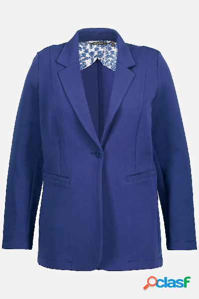 Blazer in jersey punto Roma con revers, Donna, Blu, Taglia: