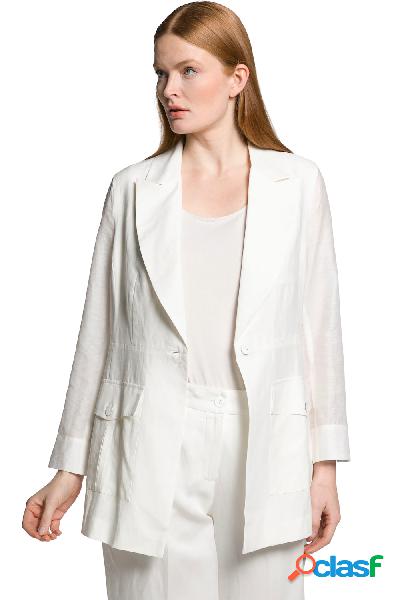 Blazer in misto lino con maniche velate e revers, Donna,