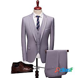 Blu Nero Grigio Uomo Matrimonio Abiti 3 pcs Tinta unita