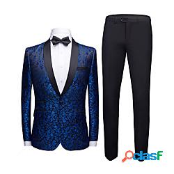 Blu Uomo Smoking Risvolto sciallato Jacquard Taglio