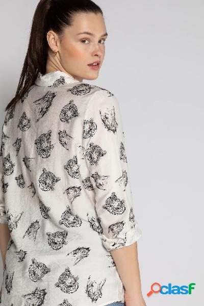 Blusa con colletto da camicia, maniche lunghe e teste di
