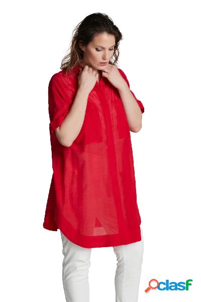 Blusa lunga a punto smock sul retro, con colletto da camicia