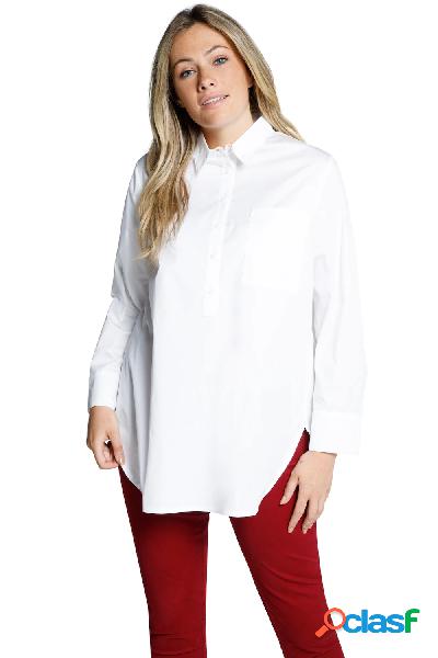 Blusa lunga in cotone biologico con colletto da camicia e