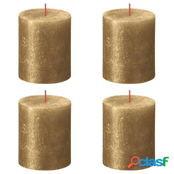 Bolsius Candele Pilastro Rustiche Shimmer 4 pz 80x68 mm Oro