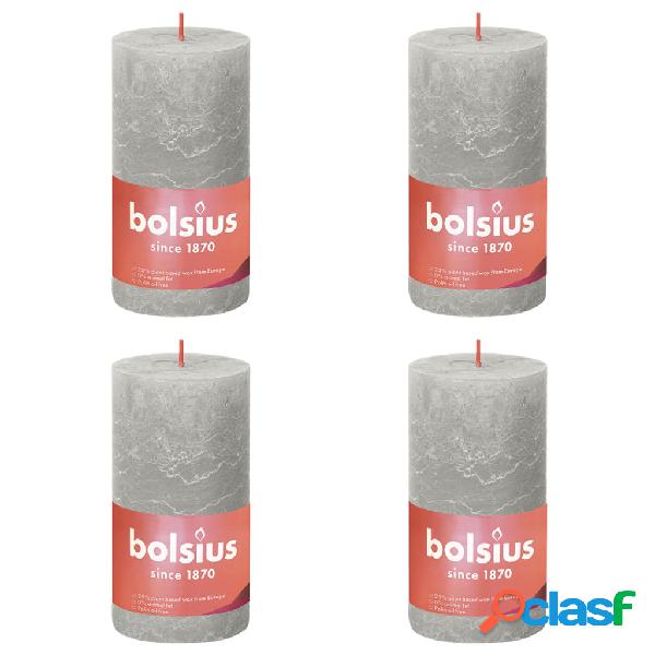 Bolsius Candele Rustiche Colonna Shine 4 pz 130x68 mm Grigio