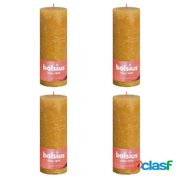 Bolsius Candele Rustiche Colonna Shine 4 pz 190x68 mm Giallo