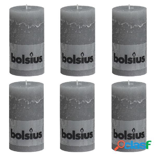 Bolsius Candele Rustiche Moccoli 6 pz 130x68 mm Grigio