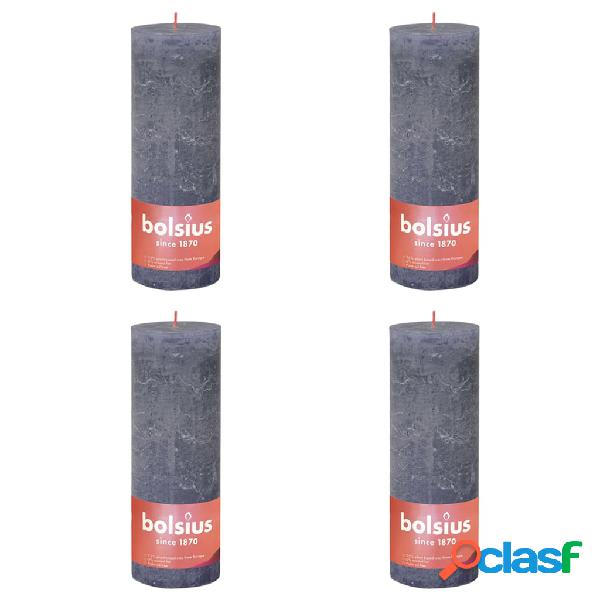 Bolsius Candele Rustiche a Colonna Shine 4 pz 190x68 mm Blu